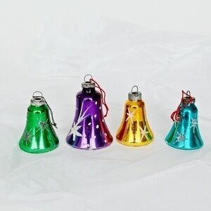 4 Antique Mercury Glass Bells with Clacker